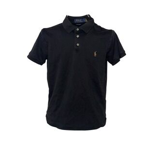 POLO Ralph Lauren Men's Black Custom Slim Fit Short Sleeve Polo Shirt Size SP